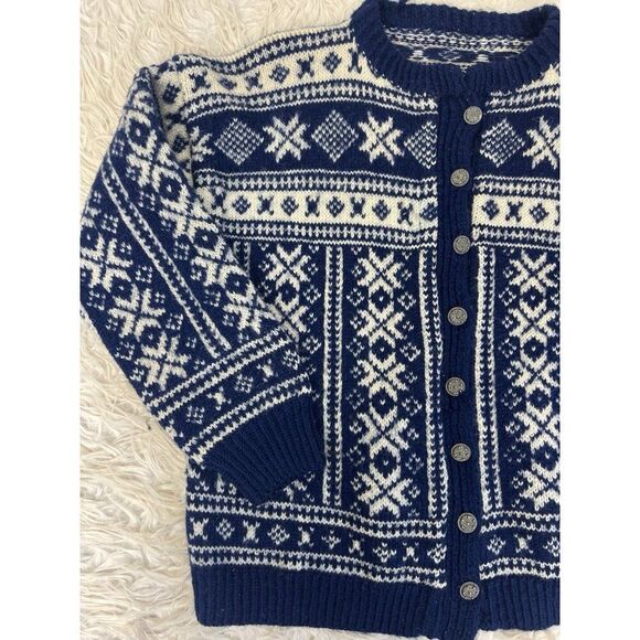 Vintage Womens XL Vintage Wool Cardigan Knit Sweater Button Up Fair Isle Nordic - Picture 5 of 9